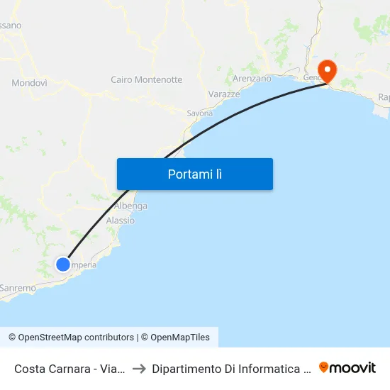 Costa Carnara - Via Bellissimi to Dipartimento Di Informatica E Matematica map