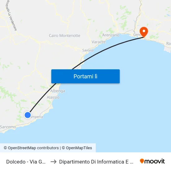 Dolcedo - Via Garibaldi to Dipartimento Di Informatica E Matematica map