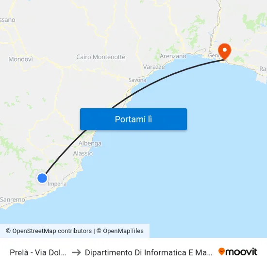 Prelà - Via Dolcedo to Dipartimento Di Informatica E Matematica map