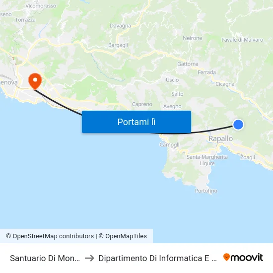 Santuario Di Montallegro to Dipartimento Di Informatica E Matematica map