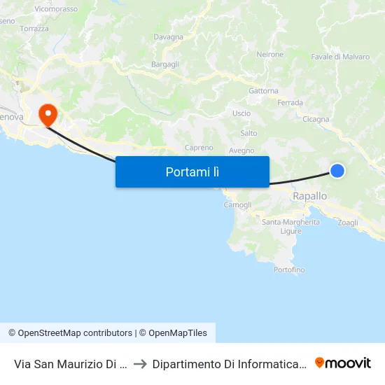 Via San Maurizio Di Monti, 202 to Dipartimento Di Informatica E Matematica map