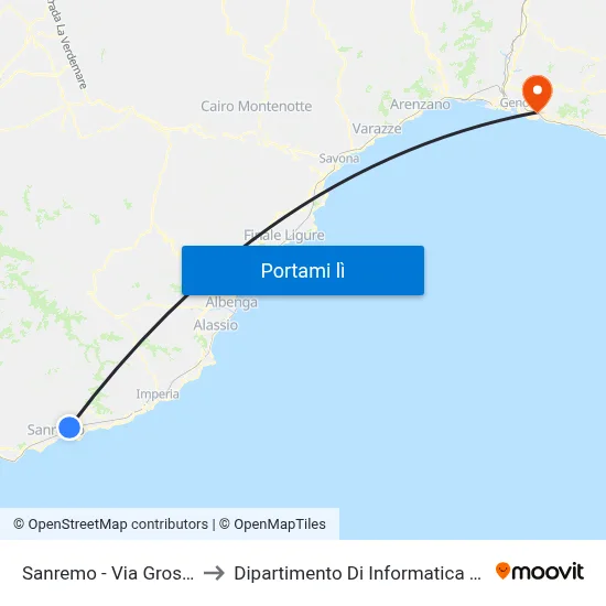 Sanremo - Via Grossi Bianchi to Dipartimento Di Informatica E Matematica map