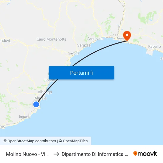 Molino Nuovo - Via Molineri to Dipartimento Di Informatica E Matematica map