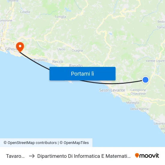 Tavarone to Dipartimento Di Informatica E Matematica map