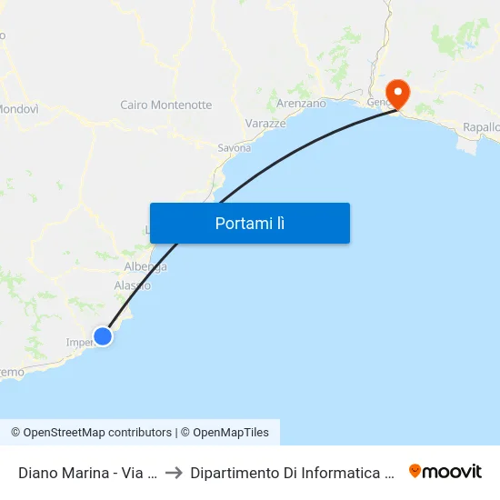 Diano Marina - Via Colombo to Dipartimento Di Informatica E Matematica map