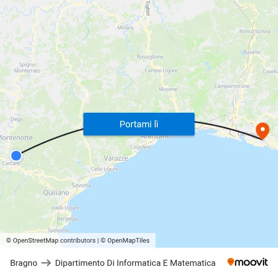 Bragno to Dipartimento Di Informatica E Matematica map