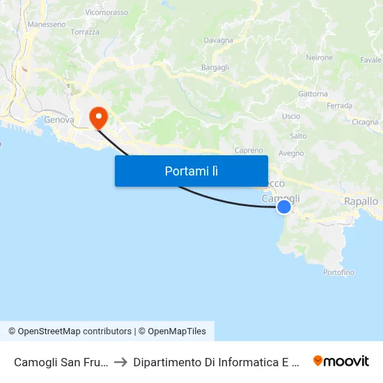 Camogli San Fruttuoso to Dipartimento Di Informatica E Matematica map
