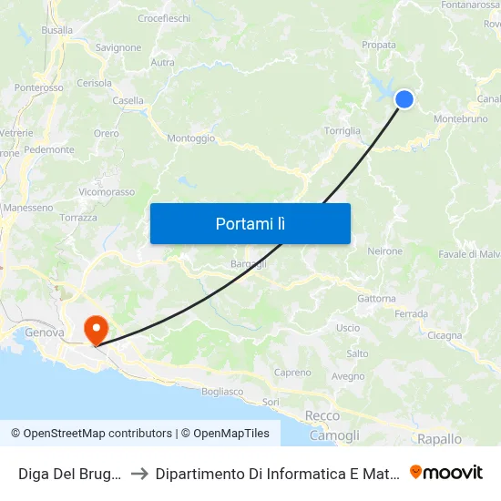 Diga Del Brugneto to Dipartimento Di Informatica E Matematica map
