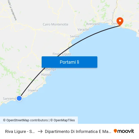 Riva Ligure - Scuole to Dipartimento Di Informatica E Matematica map