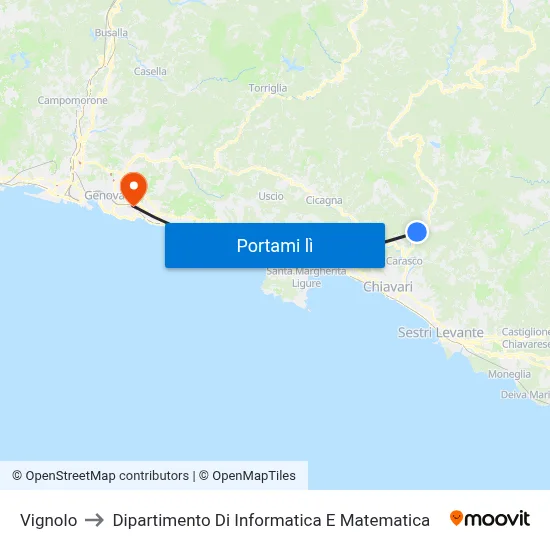 Vignolo to Dipartimento Di Informatica E Matematica map