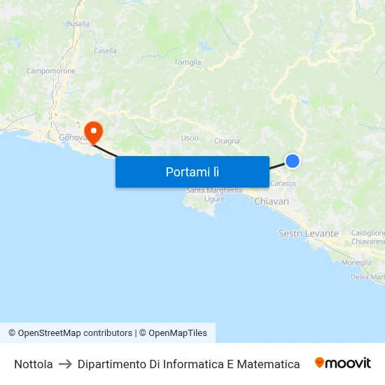 Nottola to Dipartimento Di Informatica E Matematica map