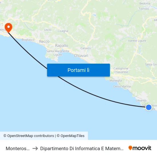 Monterosso to Dipartimento Di Informatica E Matematica map