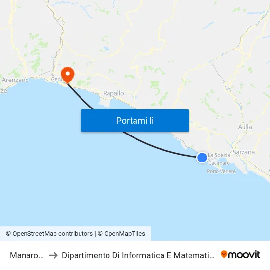 Manarola to Dipartimento Di Informatica E Matematica map