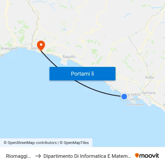 Riomaggiore to Dipartimento Di Informatica E Matematica map