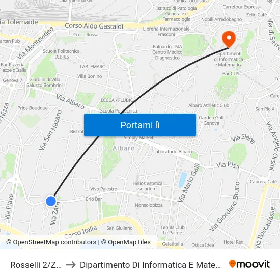 Rosselli 2/Zara to Dipartimento Di Informatica E Matematica map