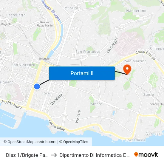 Diaz 1/Brigate Partigiane to Dipartimento Di Informatica E Matematica map