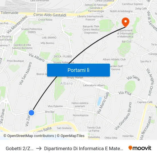 Gobetti 2/Zara to Dipartimento Di Informatica E Matematica map