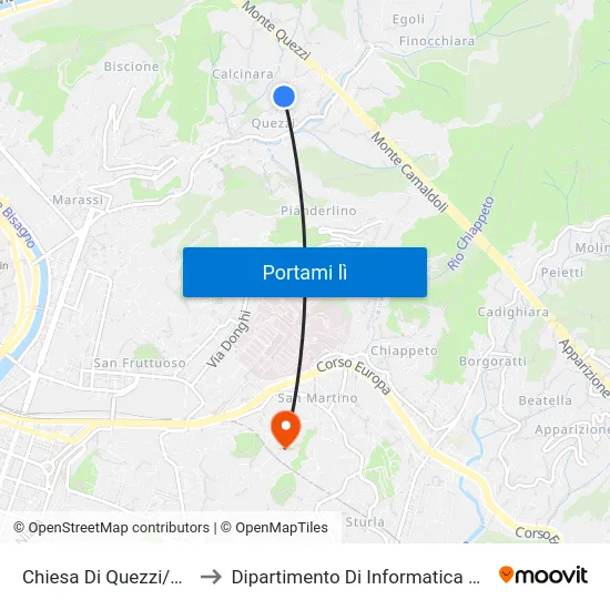 Chiesa Di Quezzi/Capolinea to Dipartimento Di Informatica E Matematica map