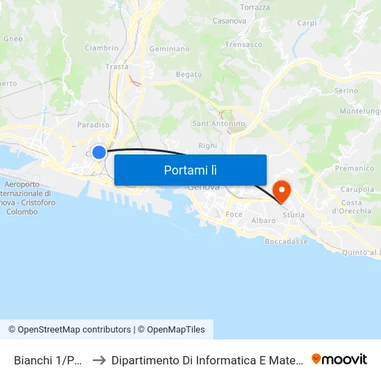 Bianchi 1/Perini to Dipartimento Di Informatica E Matematica map
