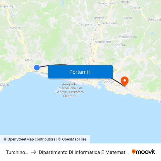 Turchino 9 to Dipartimento Di Informatica E Matematica map