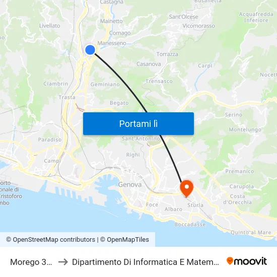 Morego 3/Iit to Dipartimento Di Informatica E Matematica map