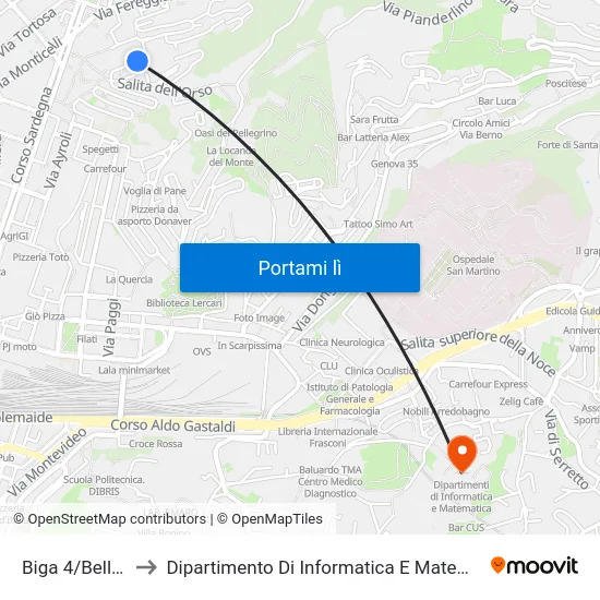 Biga 4/Bellotti to Dipartimento Di Informatica E Matematica map