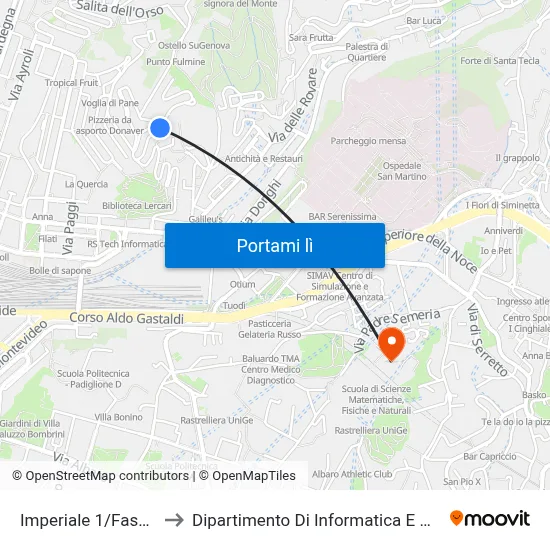 Imperiale 1/Fassicomo to Dipartimento Di Informatica E Matematica map