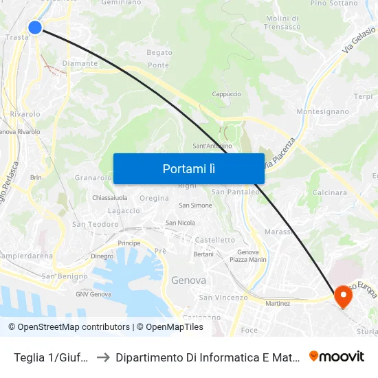 Teglia 1/Giuffrida to Dipartimento Di Informatica E Matematica map