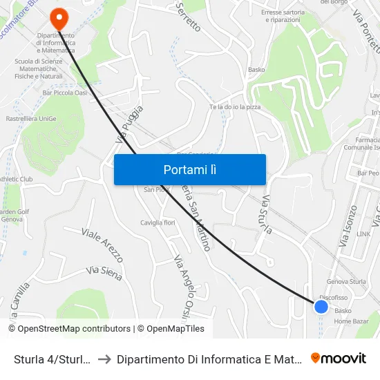 Sturla 4/Sturla FS to Dipartimento Di Informatica E Matematica map