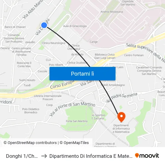 Donghi 1/Chiesa to Dipartimento Di Informatica E Matematica map