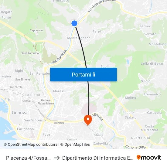 Piacenza 4/Fossato Cicala to Dipartimento Di Informatica E Matematica map