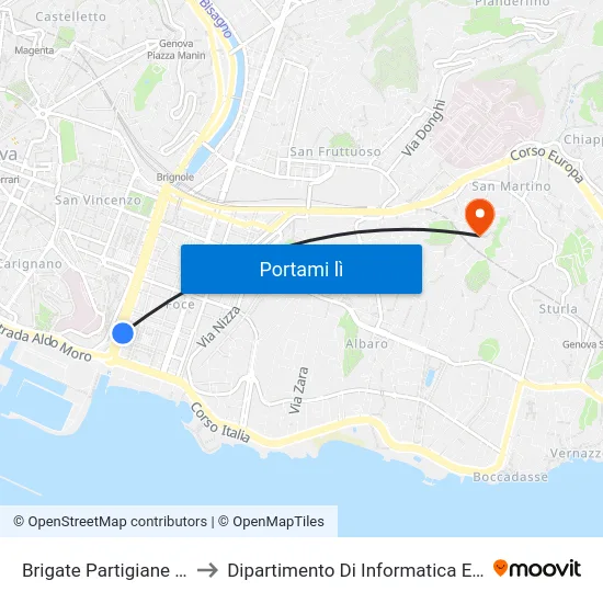 Brigate Partigiane 1/Gestro to Dipartimento Di Informatica E Matematica map