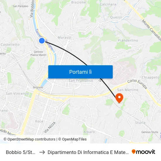 Bobbio 5/Stadio to Dipartimento Di Informatica E Matematica map