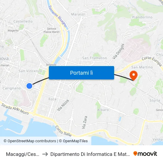 Macaggi/Cesarea to Dipartimento Di Informatica E Matematica map