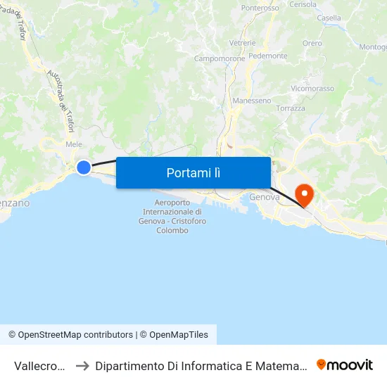 Vallecrosia to Dipartimento Di Informatica E Matematica map