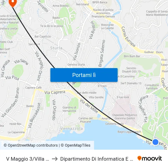 V Maggio 3/Villa Carrara to Dipartimento Di Informatica E Matematica map