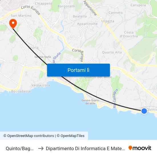 Quinto/Bagnara to Dipartimento Di Informatica E Matematica map