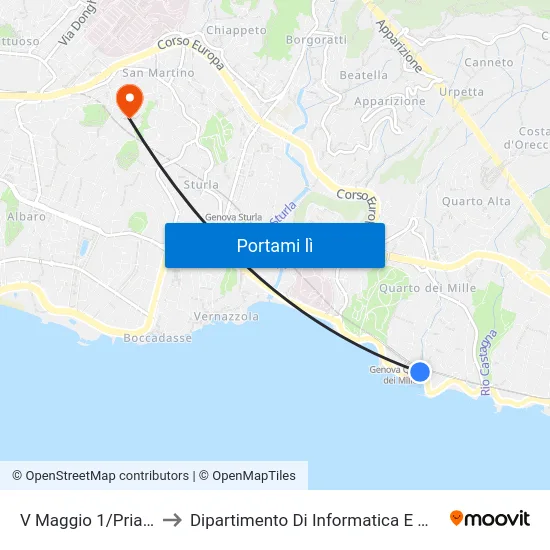 V Maggio 1/Priaruggia to Dipartimento Di Informatica E Matematica map