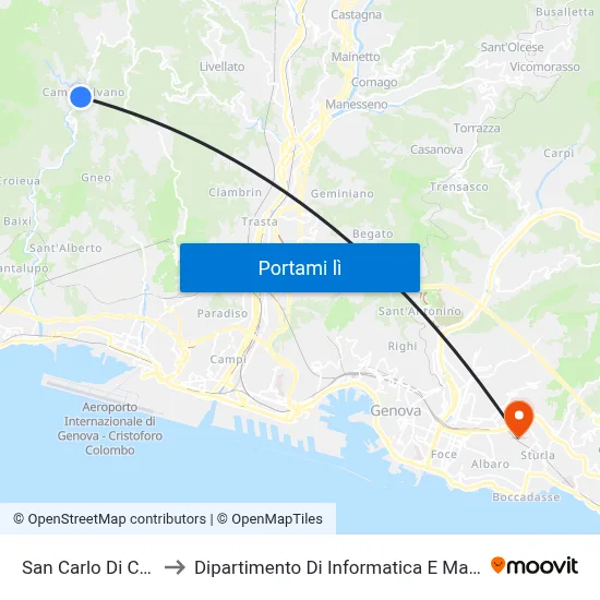 San Carlo Di Cese 1 to Dipartimento Di Informatica E Matematica map