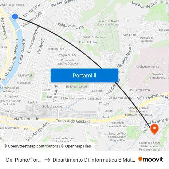 Del Piano/Tortosa to Dipartimento Di Informatica E Matematica map