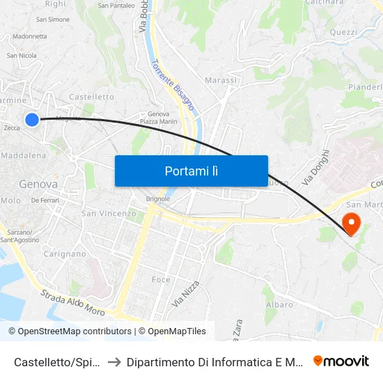 Castelletto/Spianata to Dipartimento Di Informatica E Matematica map