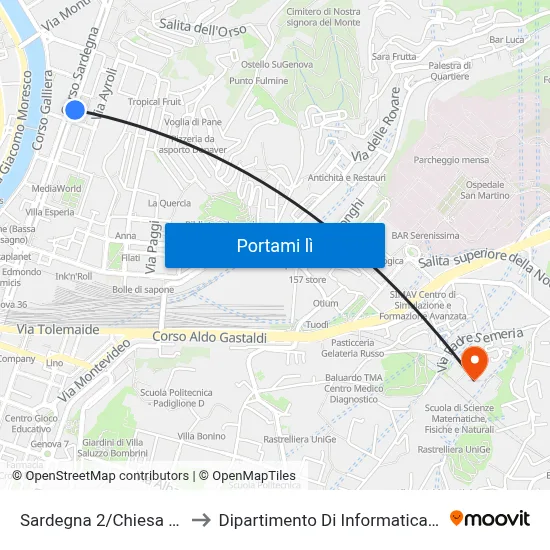 Sardegna 2/Chiesa Santa Fede to Dipartimento Di Informatica E Matematica map