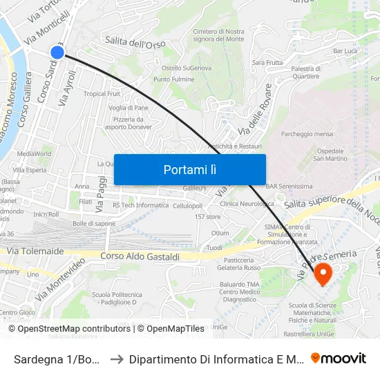 Sardegna 1/Bonifacio to Dipartimento Di Informatica E Matematica map