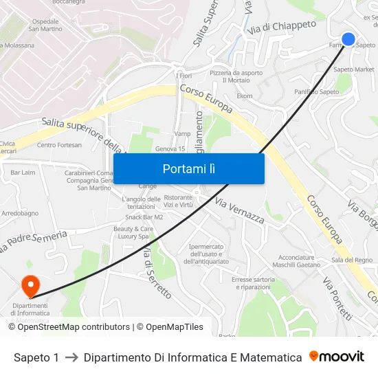 Sapeto 1 to Dipartimento Di Informatica E Matematica map