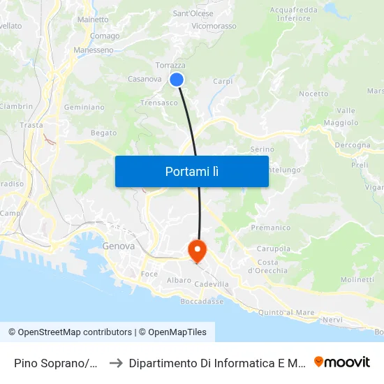 Pino Soprano/Chiesa to Dipartimento Di Informatica E Matematica map