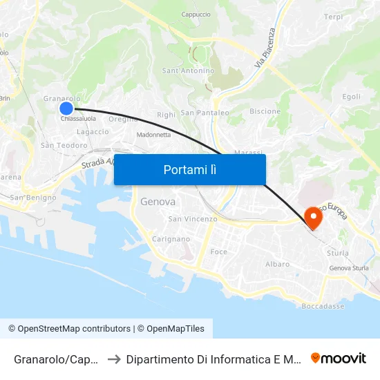 Granarolo/Capolinea to Dipartimento Di Informatica E Matematica map