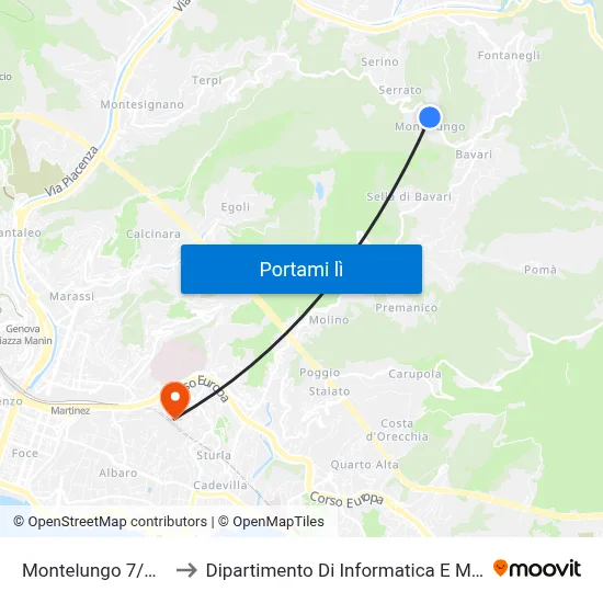 Montelungo 7/Cadato to Dipartimento Di Informatica E Matematica map