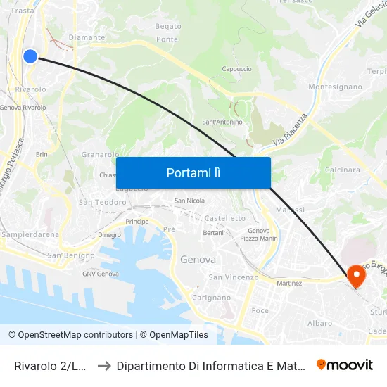 Rivarolo 2/Lanza to Dipartimento Di Informatica E Matematica map