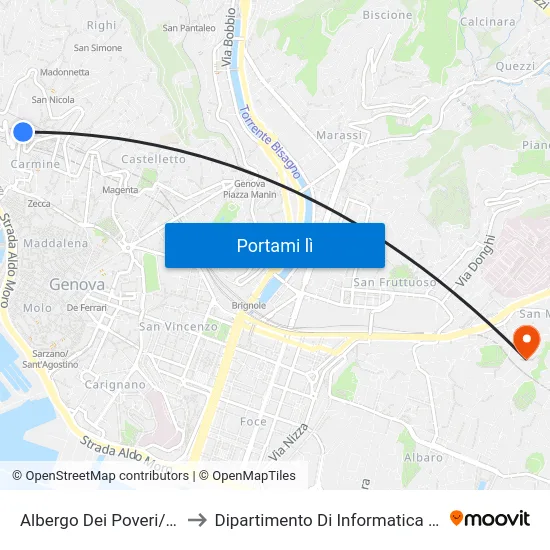 Albergo Dei Poveri/Universita' to Dipartimento Di Informatica E Matematica map