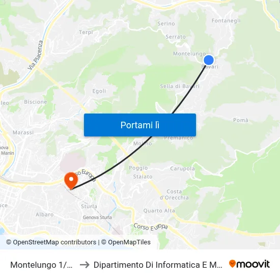 Montelungo 1/Bavari to Dipartimento Di Informatica E Matematica map